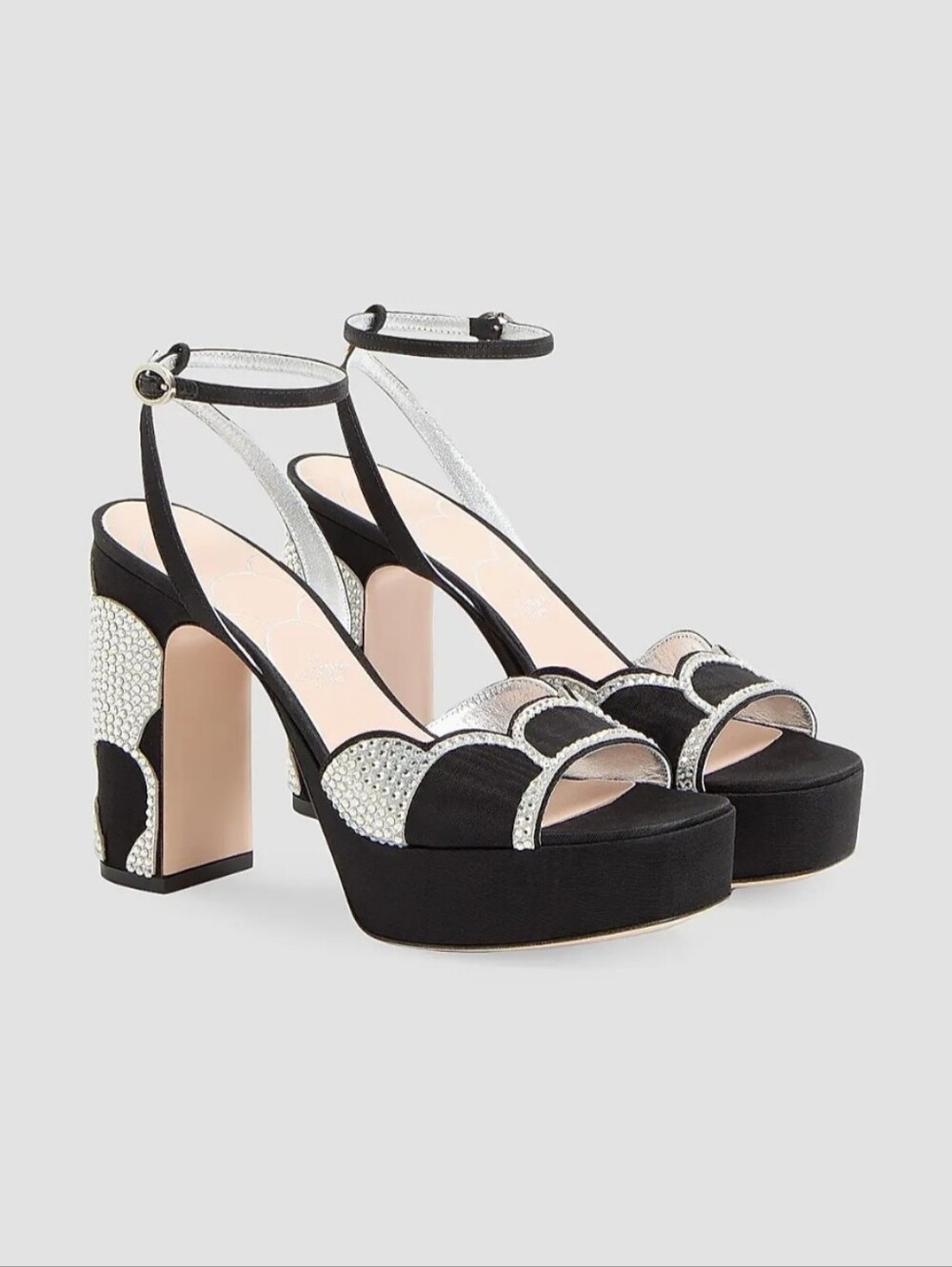 $1,600 Valentino Garavani Bowow 115 Crystal Platform Sandals Black 37.5 US 7.5